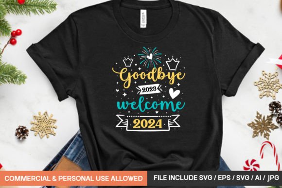 Celebrate the New Year with the Goodbye 2023 Welcome 2024 Svg Design