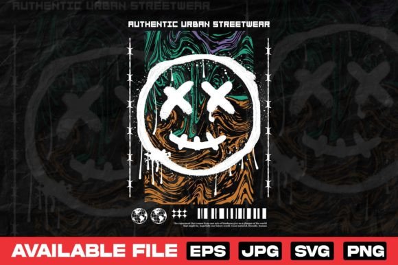 The Smiling Rebel: Street-Ready Graffiti Design for Bold Merch
